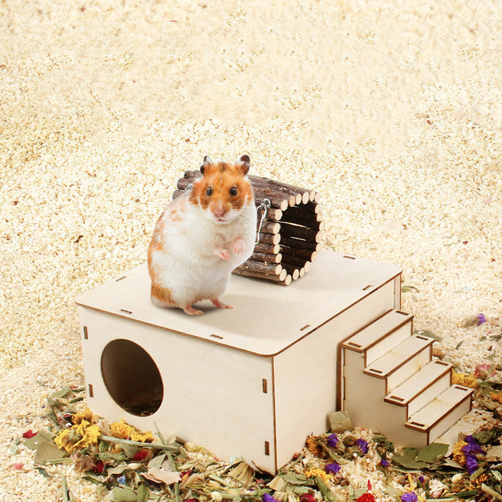 Enhance Your Hamster's Playground with Our Natural Wooden Platform Toys