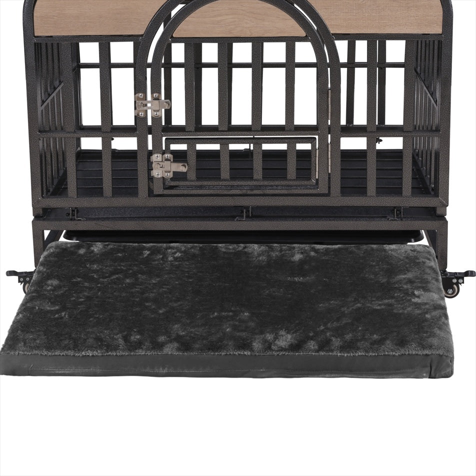 46in Heavy Duty Dog Crate With Removable Trays And Wheels