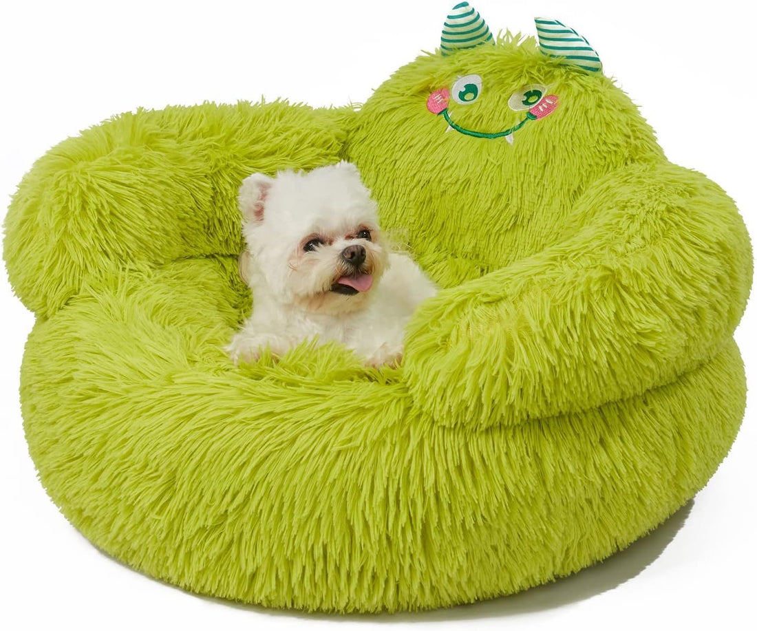 Cute Calming Dog And Cat Indoor Character Donut Bed