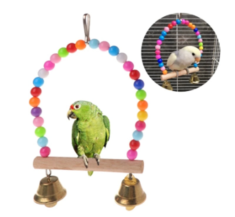 Natural Wooden Bird Hanging Swing Toy