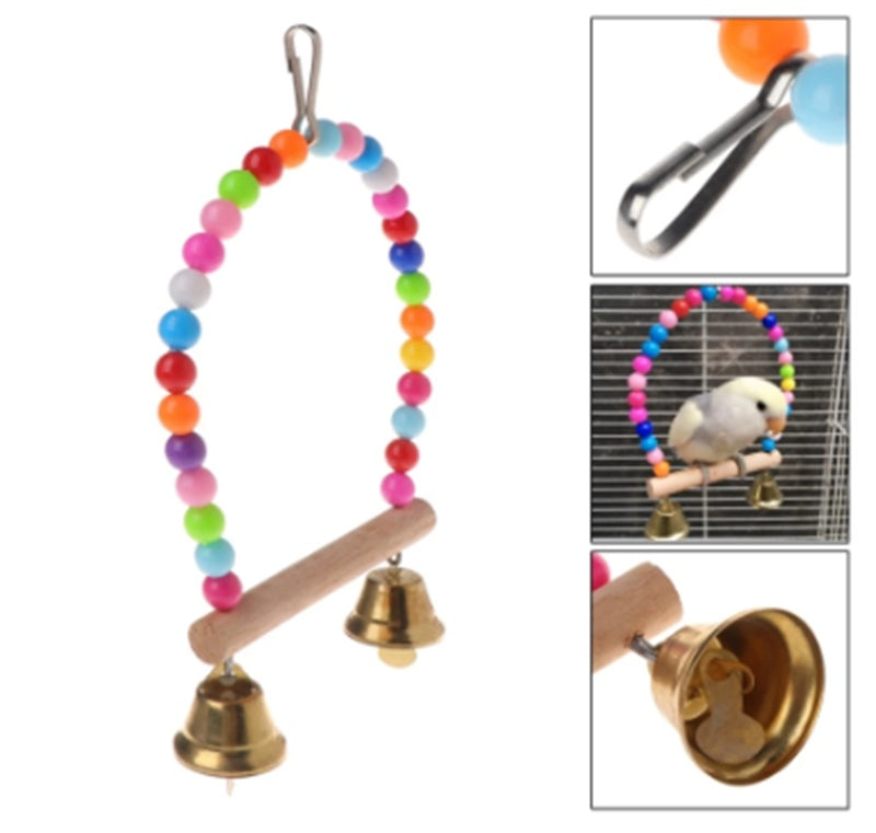 Natural Wooden Bird Hanging Swing Toy