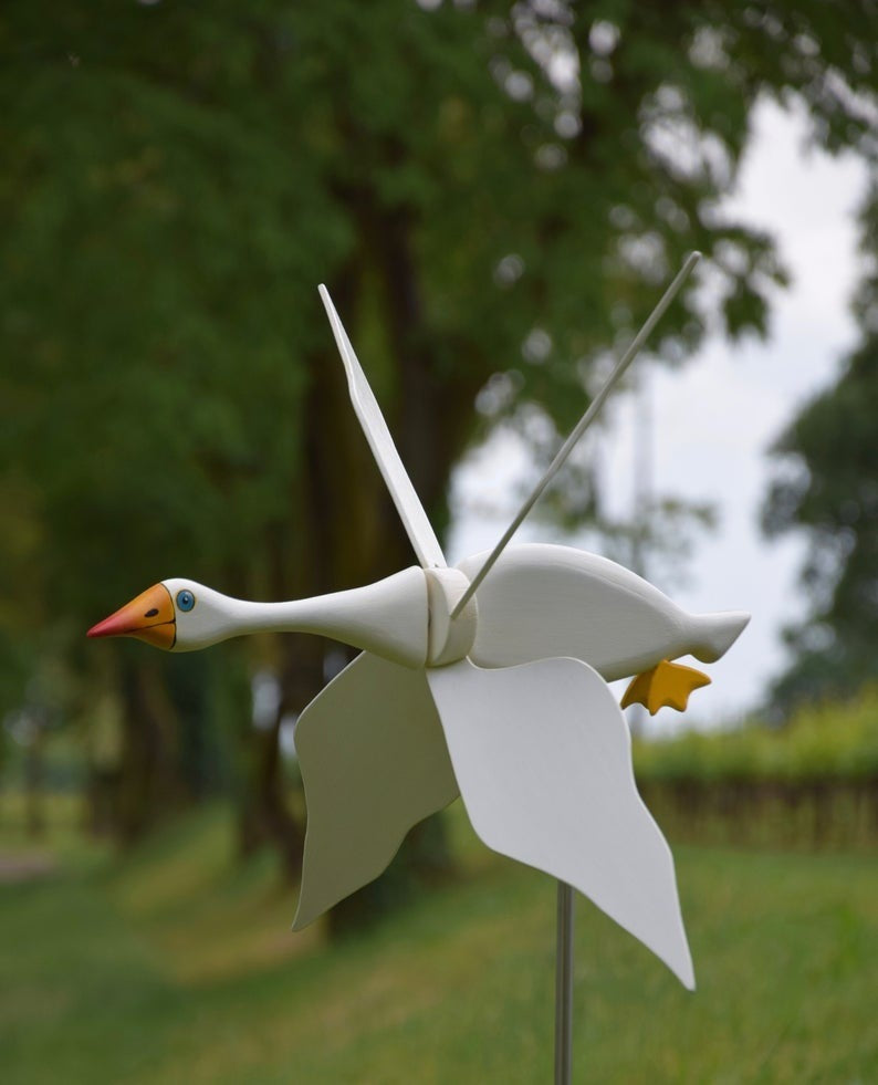 Colorful Flying Birds Art Deco Windmill