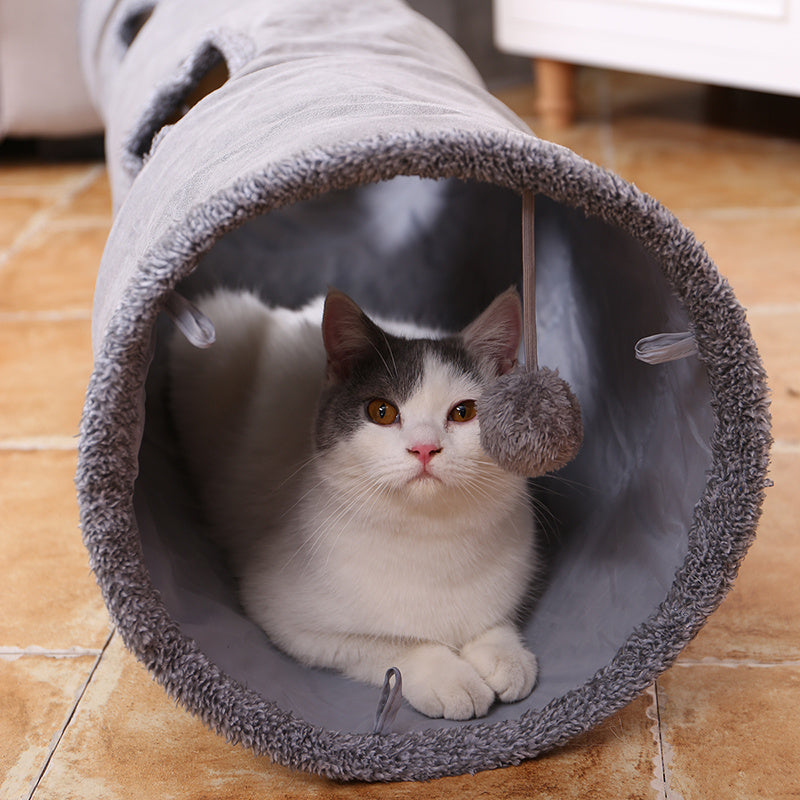 Long Cat Tunnel With Hanging Toy