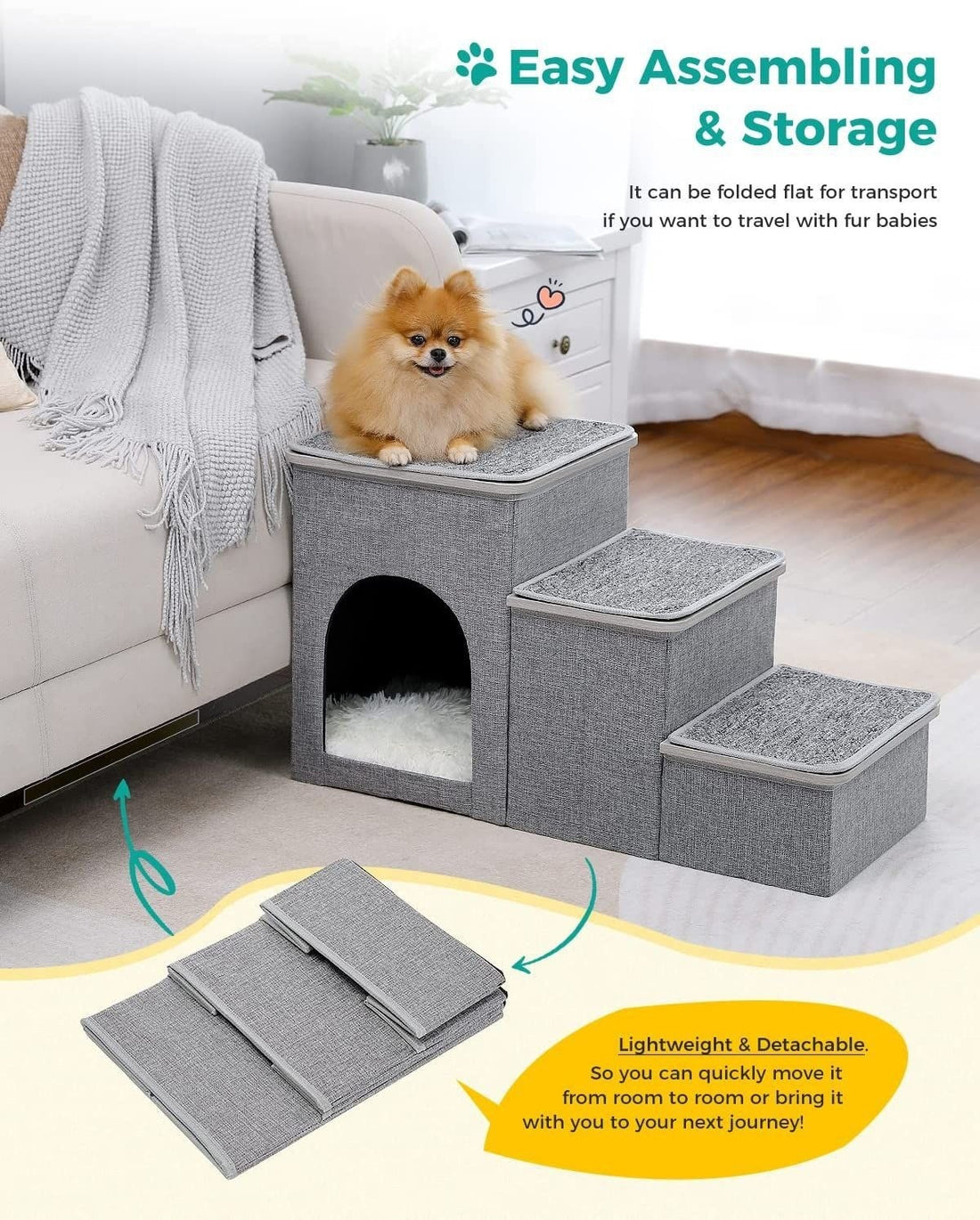 Pet Ladder Steps With Cubby Space Interchangeable