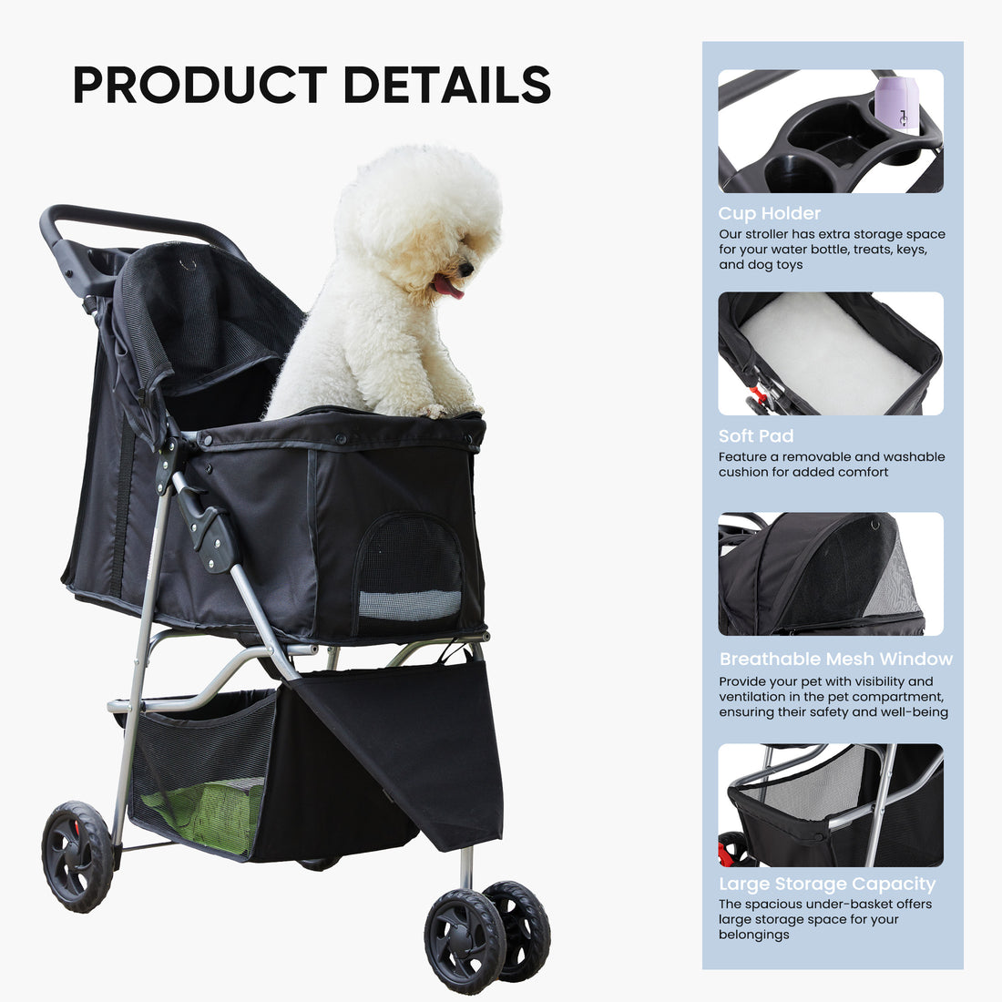 Cat and Small to Medium Dog Stroller