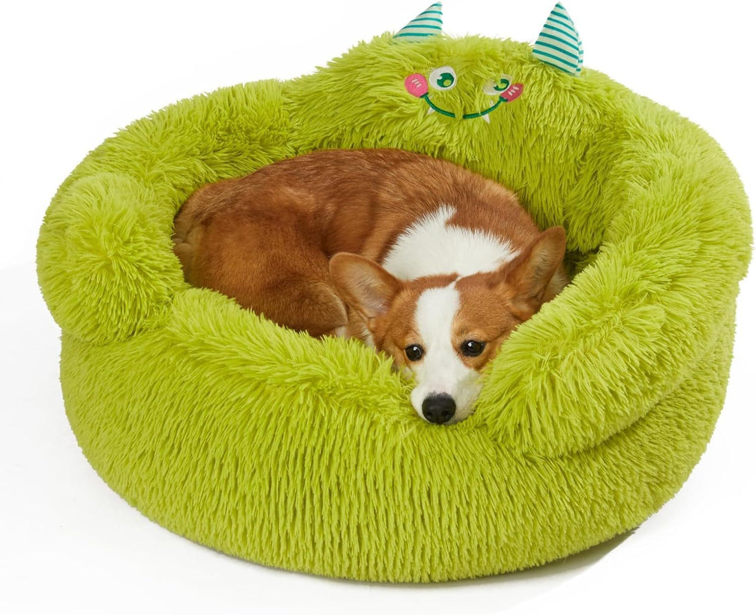 Cute Calming Dog And Cat Indoor Character Donut Bed