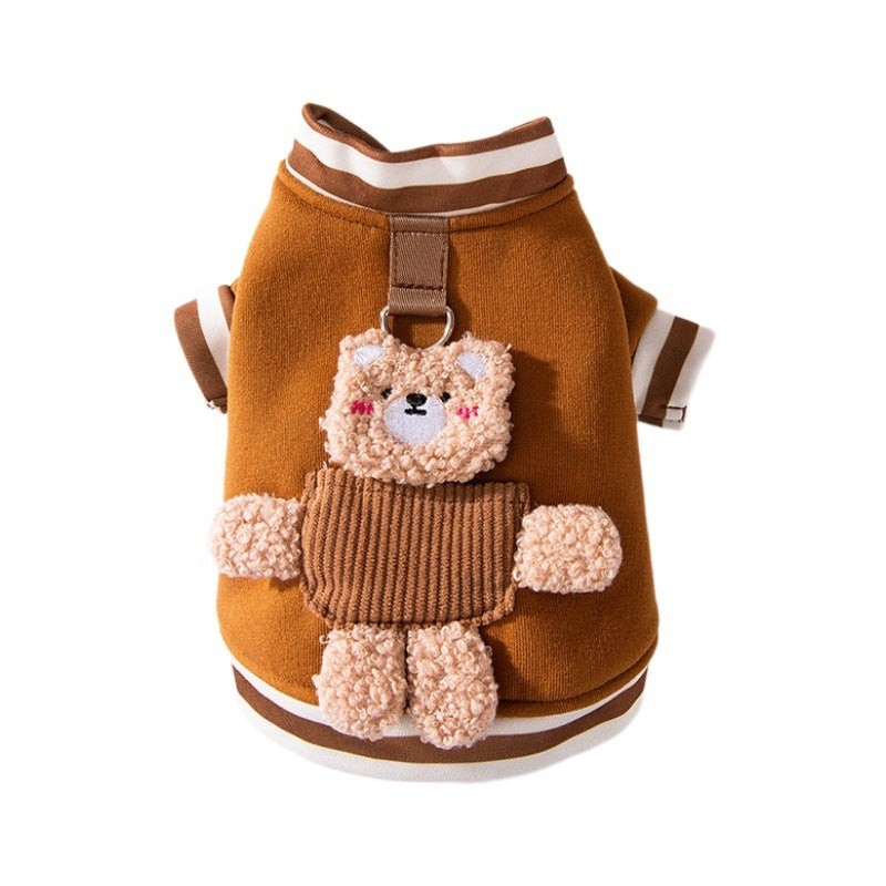 Pet Clothes Bear Winter Dog Jacket With Leash Hook