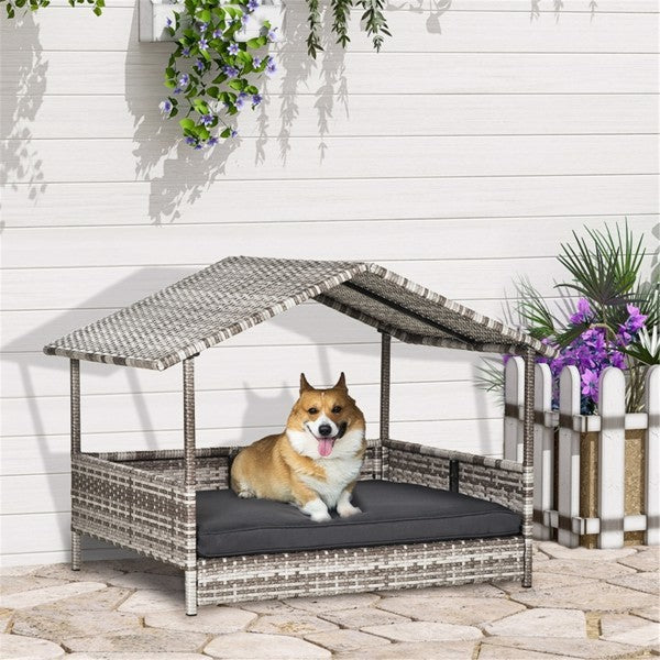 Dog Bed Rattan Pet Sofa Tent