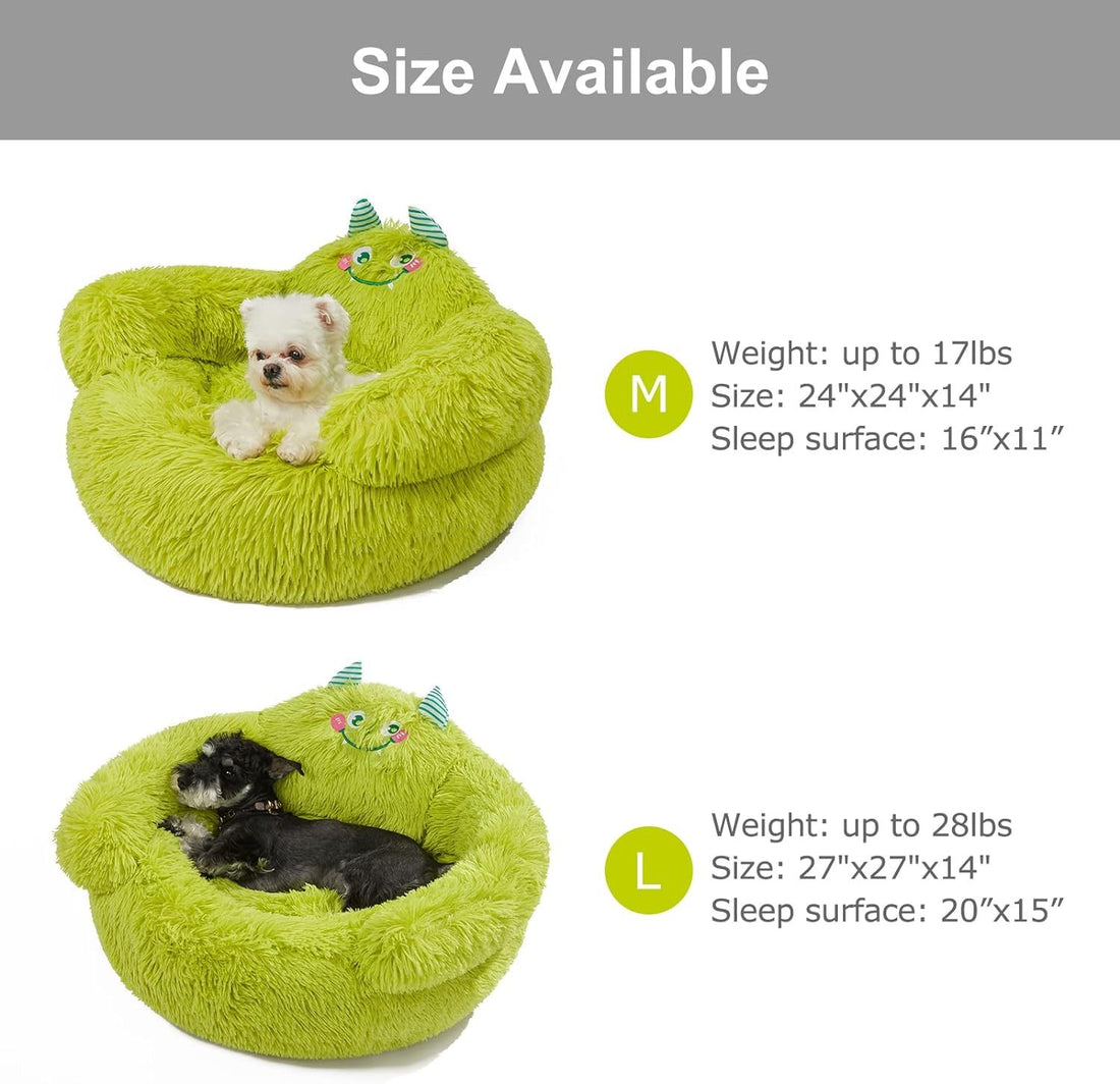 Cute Calming Dog And Cat Indoor Character Donut Bed