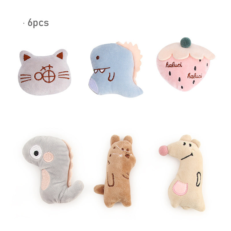 Cute Dinosaur Plush Cat Toy 6pcs