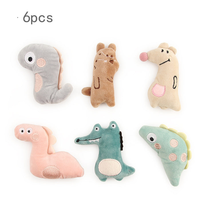 Cute Dinosaur Plush Cat Toy 6pcs