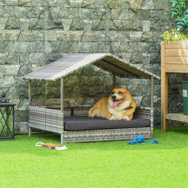 Dog Bed Rattan Pet Sofa Tent