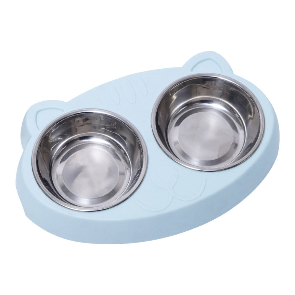 Pet Double Raised Bowls Stainless Steel Heat Resistant Non Slip