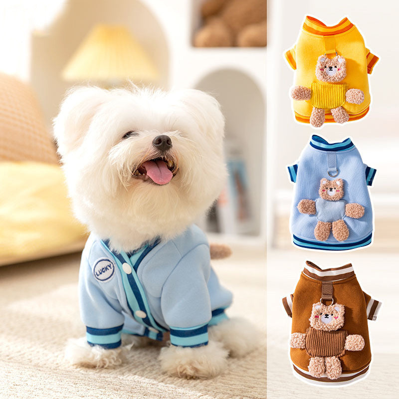 Pet Clothes Bear Winter Dog Jacket With Leash Hook