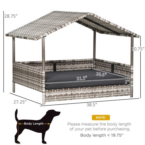 Dog Bed Rattan Pet Sofa Tent