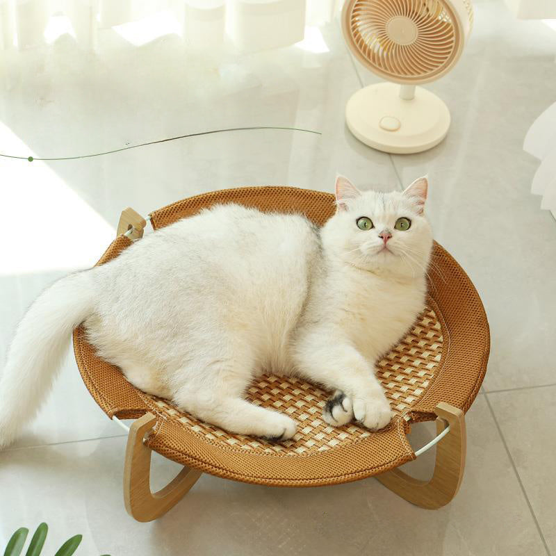 Summer Woven Rattan Hammock for Cats and Dogs