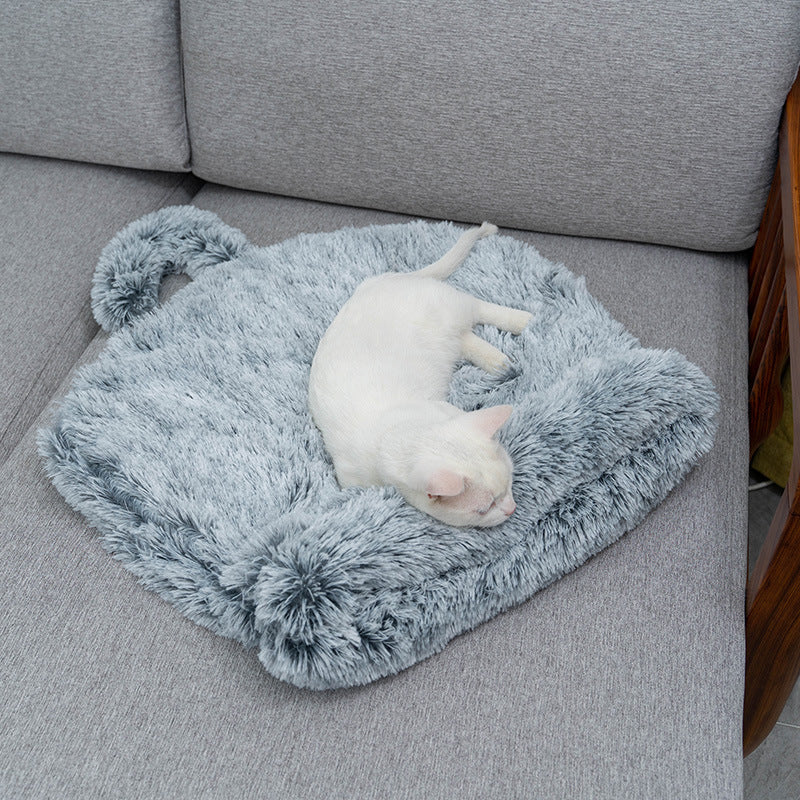 Plush Round Cat Sleeping Bag Warm Semi Enclosed Pet Nest