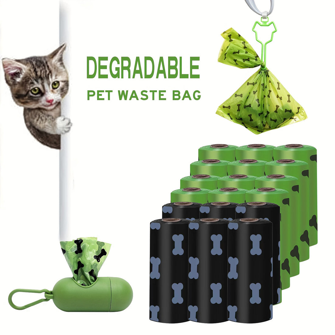 Pet Litter Poop Bags Environmentally Friendly Biodegradable With Dispenser